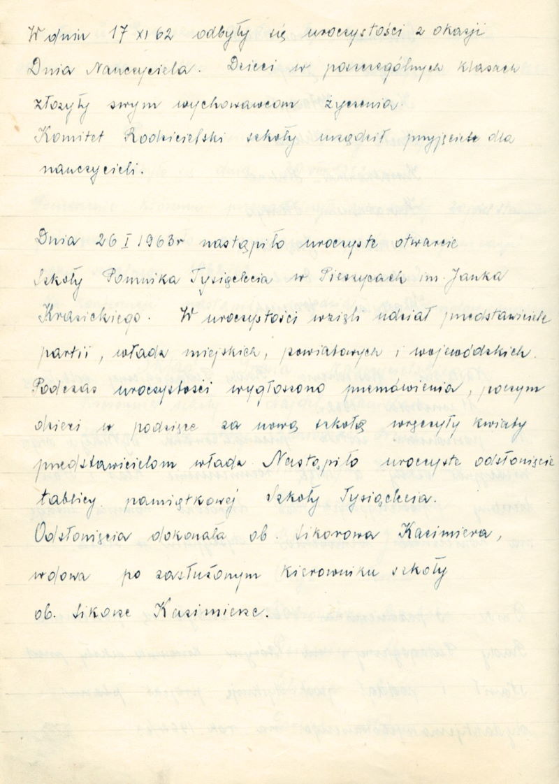 Z kroniki szkoły